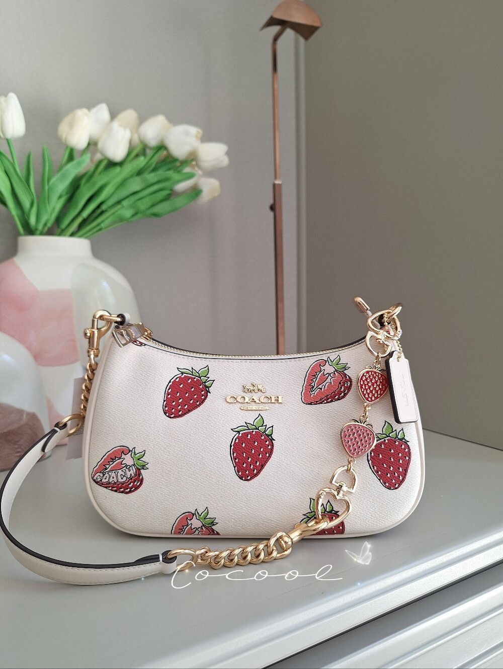 NWT Coach Teri Shoulder Bag CAL62 Strawberry Print ® Cute Chic Summer Bag